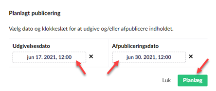 Planlagt Publicering