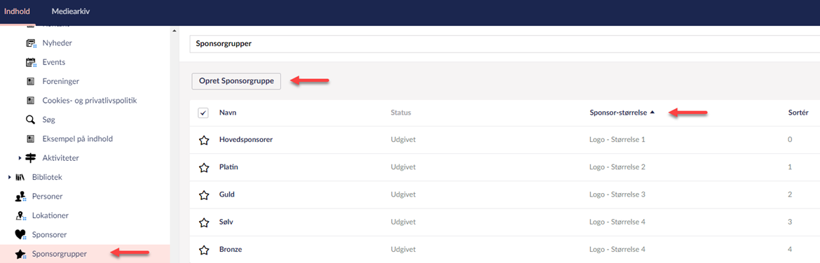 Opret Sponsorgruppe